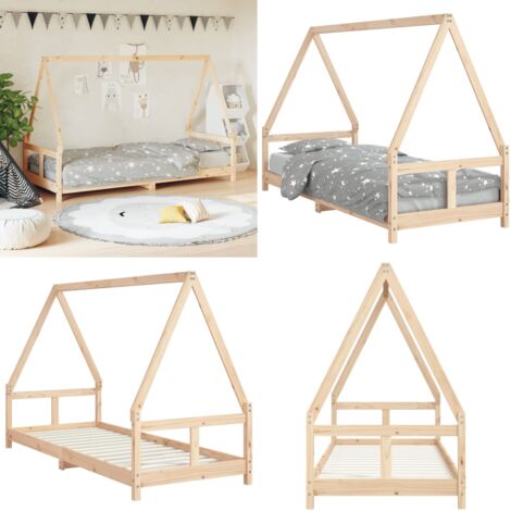 Estructura de cama para niños madera maciza de pino 80x200 cm - Cama de madera - Cama de pino