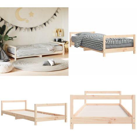 Estructura de cama para niños madera maciza de pino 80x200 cm - Estructura de cama - Cama de madera