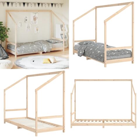 Estructura de cama para niños madera maciza de pino 80x200 cm - Estructura de cama - Cama de madera