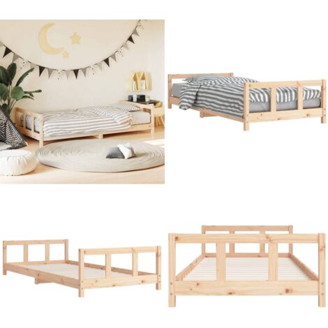 Estructura de cama para niños madera maciza de pino 90x200 cm - Estructura de cama - Cama de madera