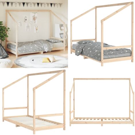 Estructura de cama para niños madera maciza de pino 90x200 cm - Estructura de cama - Cama de madera
