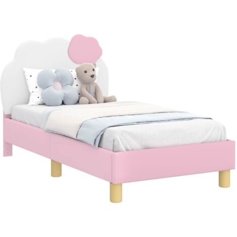 Estructura de cama para niños pequeños con cabecera Rosa PU vidaXL