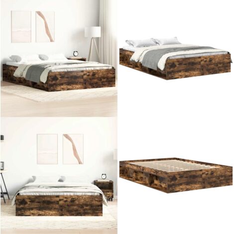 Estructura de cama roble ahumado 140x200 cm - Estructura de cama - Madera de ingeniería