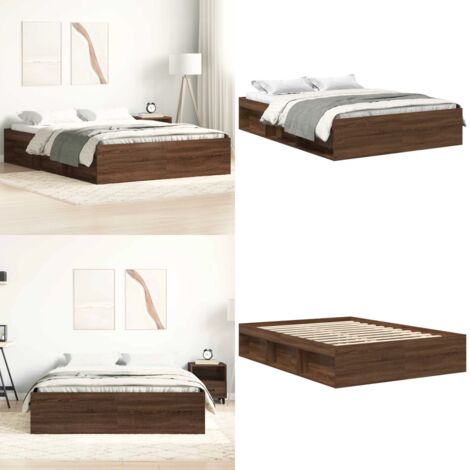 Estructura de cama roble marrón 140x200 cm - Estructura de cama - Madera de ingeniería