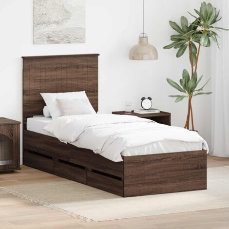 Estructura de cama Roble Marrón 75 x 190 cm Madera Ingenieril