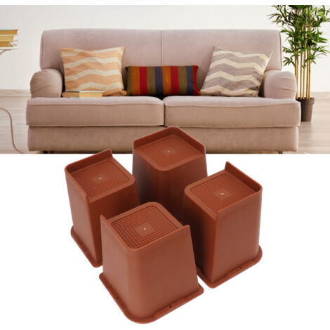 Estructura de cama/silla en forma de L, modelo R-17, ABS, 15 cm (4 piezas) – Plataforma elevada antideslizante con esquinas redondeadas para almacenamiento.
