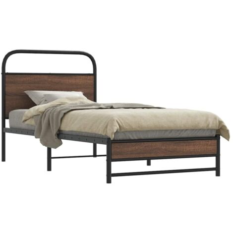 Estructura de cama sin colchón 100x190 cm madera marrón roble