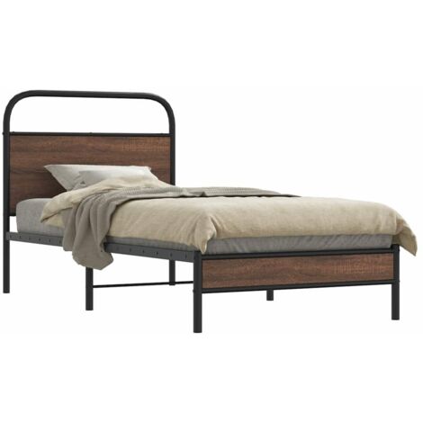 Estructura de cama sin colchón 100x190 cm madera marrón roble