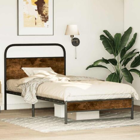 Estructura de cama sin colchón 100x190 cm madera roble ahumado