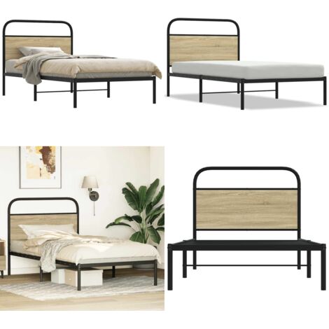 Estructura de cama sin colchón 100x190 cm madera roble Sonoma - Cama sin colchón - Cama de acero