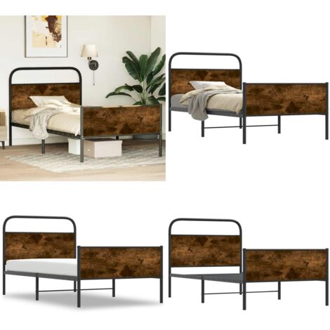 Estructura de cama sin colchón 100x190 cm madera roble Sonoma - Estructura de cama - Cama de acero