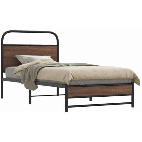 Estructura de cama sin colchón 100x200 cm madera marrón roble