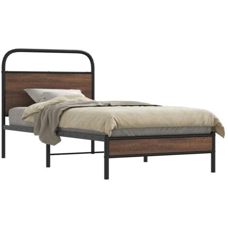 Estructura de cama sin colchón 100x200 cm madera marrón roble