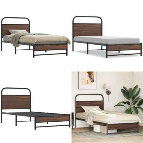 Estructura de cama sin colchón 100x200 cm madera marrón roble - Cama sin colchón - Cama de acero