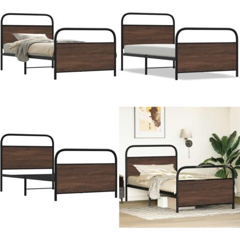 Estructura de cama sin colchón 100x200 cm madera marrón roble - Estructura de cama - Cama de acero