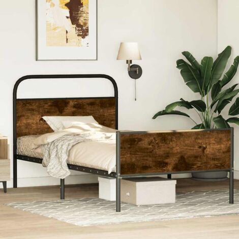 Estructura de cama sin colchón 100x200 cm madera roble