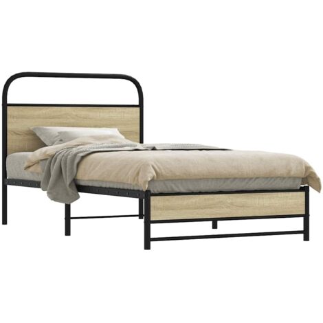Estructura de cama sin colchón 100x200 cm madera roble