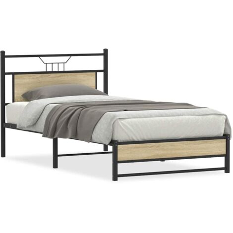 Estructura de cama sin colchón 107x203 cm madera roble