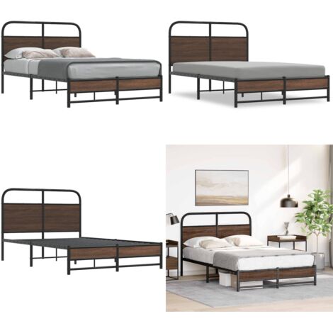 Estructura de cama sin colchón 120x190 cm madera marrón roble - Cama sin colchón - Estructura de cama de acero