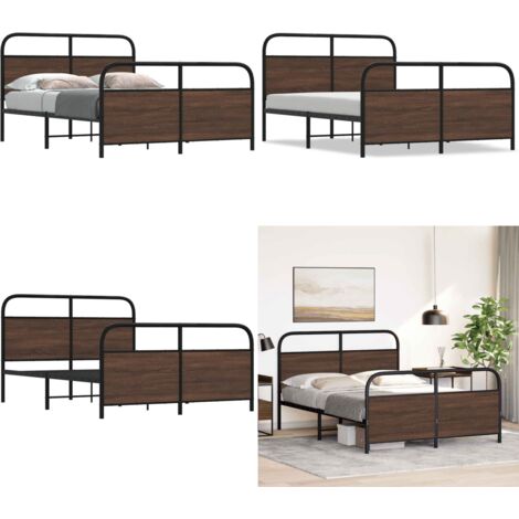 Estructura de cama sin colchón 120x190 cm madera marrón roble - Estructura de cama - Cama de acero