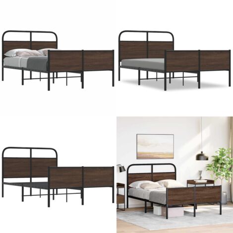 Estructura de cama sin colchón 120x190 cm madera marrón roble - Estructura de cama - Cama de acero