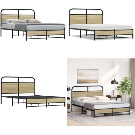 Estructura de cama sin colchón 120x190 cm madera roble Sonoma - Cama sin colchón - Cama de acero