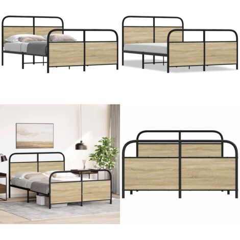 Estructura de cama sin colchón 120x190 cm madera roble Sonoma - Estructura de cama - Cama de acero