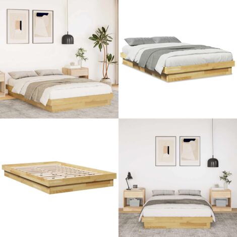 Estructura de cama sin colchón 120x200 cm madera maciza roble - Estructura de cama - Marco de cama