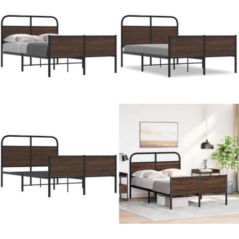 Estructura de cama sin colchón 140x190 cm madera marrón roble - Cama sin colchón - Cama de acero