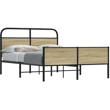 Estructura de cama sin colchón 140x190 cm madera roble