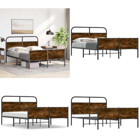 Estructura de cama sin colchón 140x200 cm madera roble Sonoma - Estructura de cama - Cama de acero
