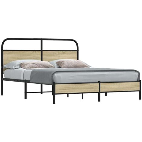 Estructura de cama sin colchón 160x200 cm madera roble
