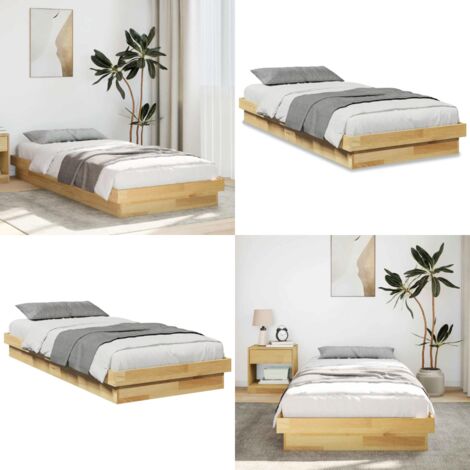 Estructura de cama sin colchón 75x190 cm madera maciza roble - Estructura de cama - Cama de roble