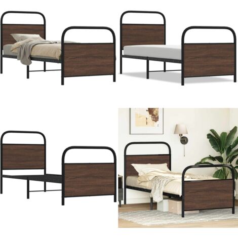 Estructura de cama sin colchón 75x190 cm madera marrón roble - Cama sin colchón - Estructura de cama de acero