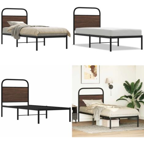 Estructura de cama sin colchón 75x190 cm madera marrón roble - Cama sin colchón - Estructura de cama de acero