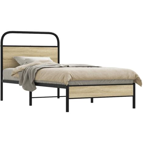 Estructura de cama sin colchón 75x190 cm madera roble