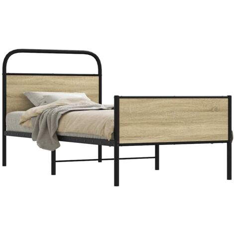 Estructura de cama sin colchón 80x200 cm madera roble
