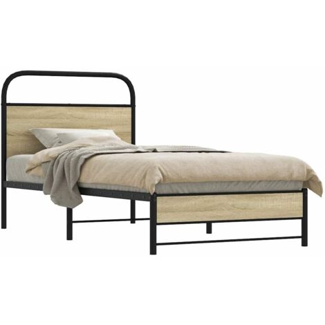 Estructura de cama sin colchón 80x200 cm madera roble