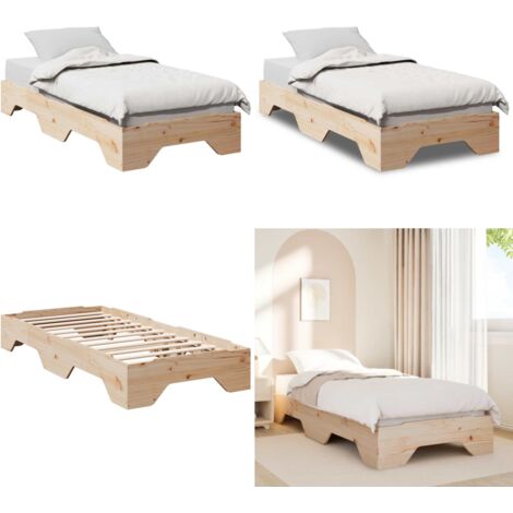 Estructura de cama sin colchón apilable 75x190 cm madera maciza - Marco de cama - Cama apilable