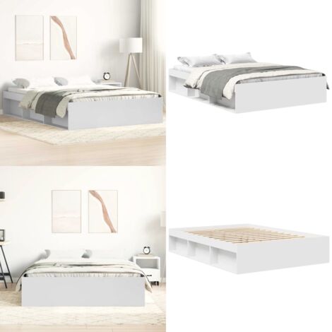 Estructura de cama sin colchón blanco 140x190 cm - Estructura de cama - Cama de invitados