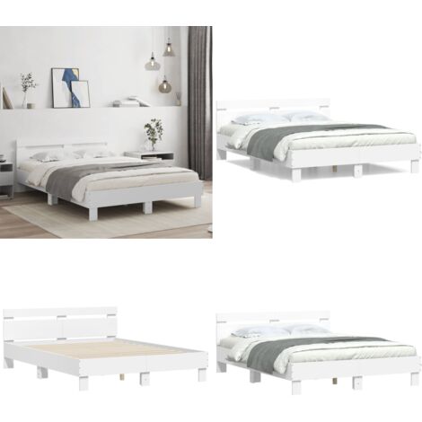 Estructura de cama sin colchón blanco 140x190 cm - Estructura de cama - Cama de madera
