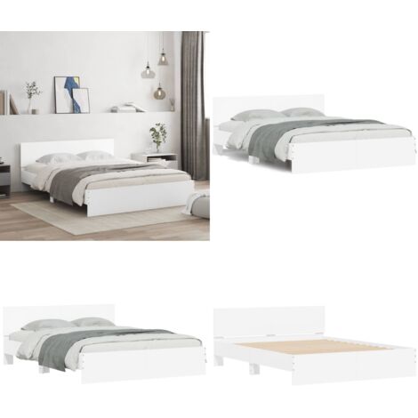 Estructura de cama sin colchón blanco 140x190 cm - Estructura de cama - Cama de madera