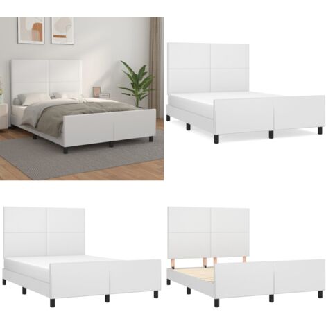 Estructura de cama sin colchón cuero sintético blanco 140x200cm - Estructura de cama - Cabecero de cama