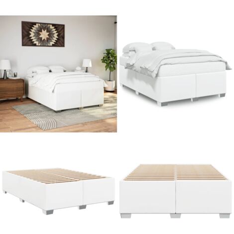 Estructura de cama sin colchón cuero sintético blanco 140x200cm - Estructura de cama - Cuero sintético