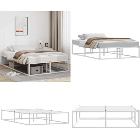 Estructura de cama sin colchón de metal blanco 120x200 cm - Estructura de cama - Cama sin colchón