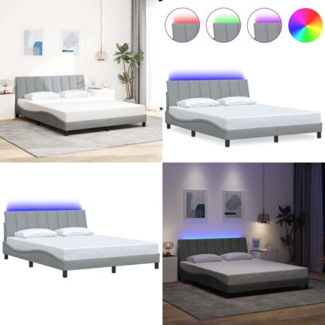 Estructura de cama sin colchón Hanko tela gris claro 160x200 cm - Estructura de cama - Cabecero de cama