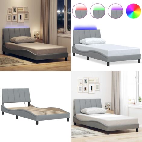 Estructura de cama sin colchón Hanko tela gris claro 90x200 cm - Estructura de cama - Cabecero de cama