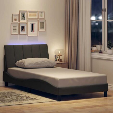 Estructura de cama sin colchón Hanko tela gris oscuro 90x200 cm