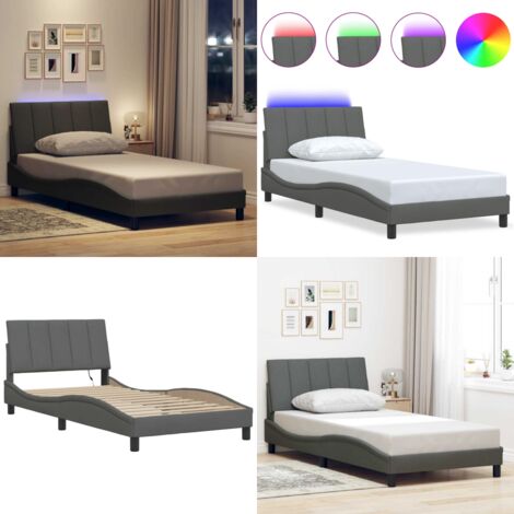Estructura de cama sin colchón Hanko tela gris oscuro 90x200 cm - Estructura de cama - Cabecero de cama