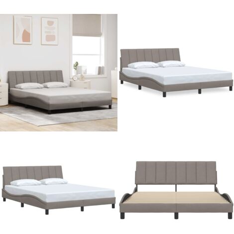 Estructura de cama sin colchón Hanko tela gris taupe 160x200 cm - Cama sin colchón - Cabecero de cama